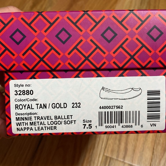 EUC Tory Burch Minnie Travel Ballet Flats - Royal Tan and Gold - Size 7.5 - Picture 10 of 11